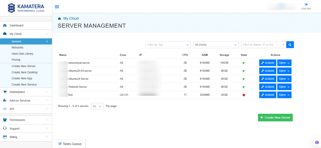 Webmin server management