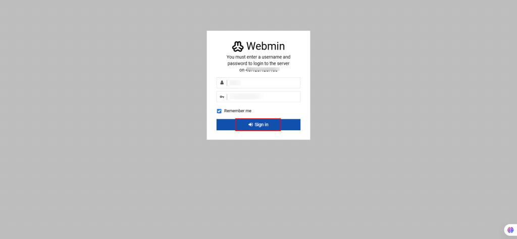 Webmin server management