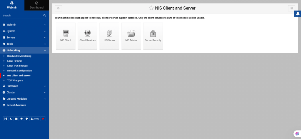 Webmin server management