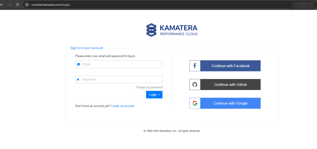 Kamatera console screenshot