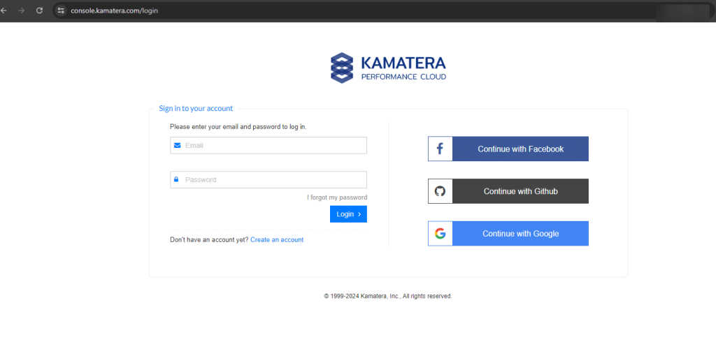 Kamatera screenshot console