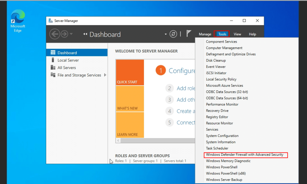 Windows server manager screenshot