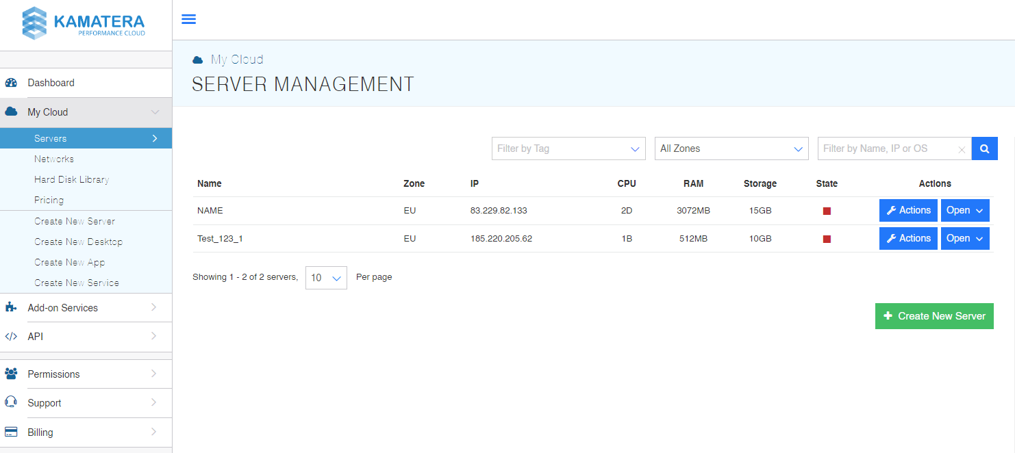 Server Management | Kamatera